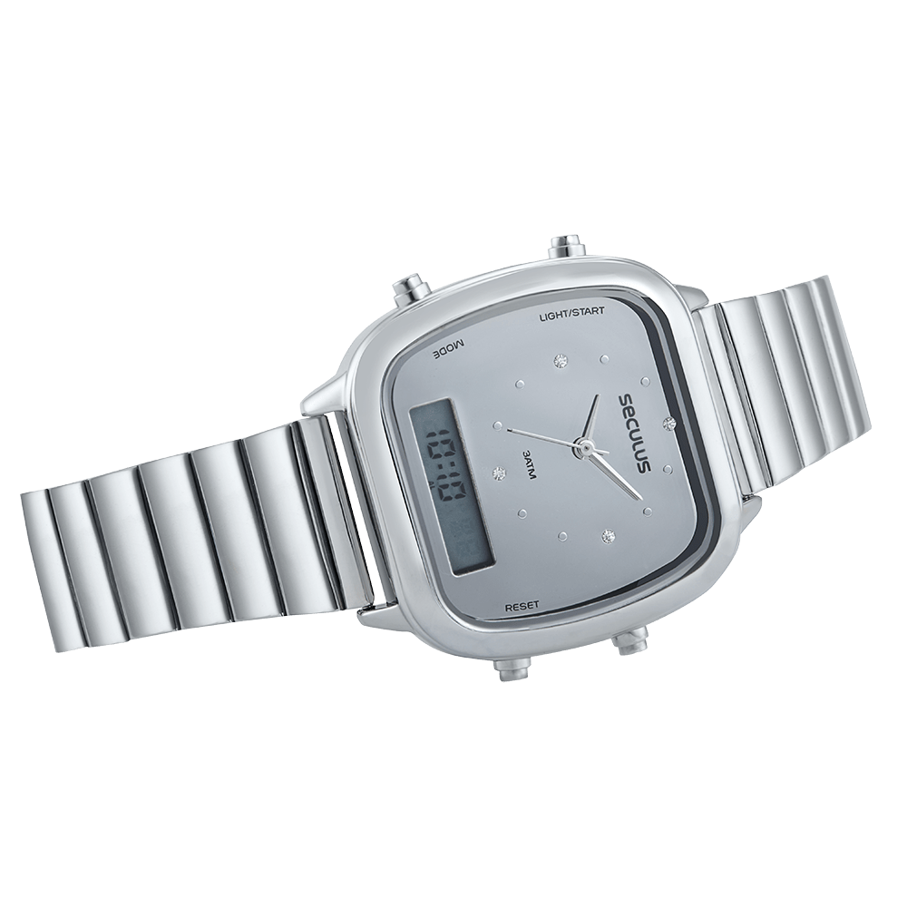 Relógio Feminino Quadrado Vintage Prateado Prata 3