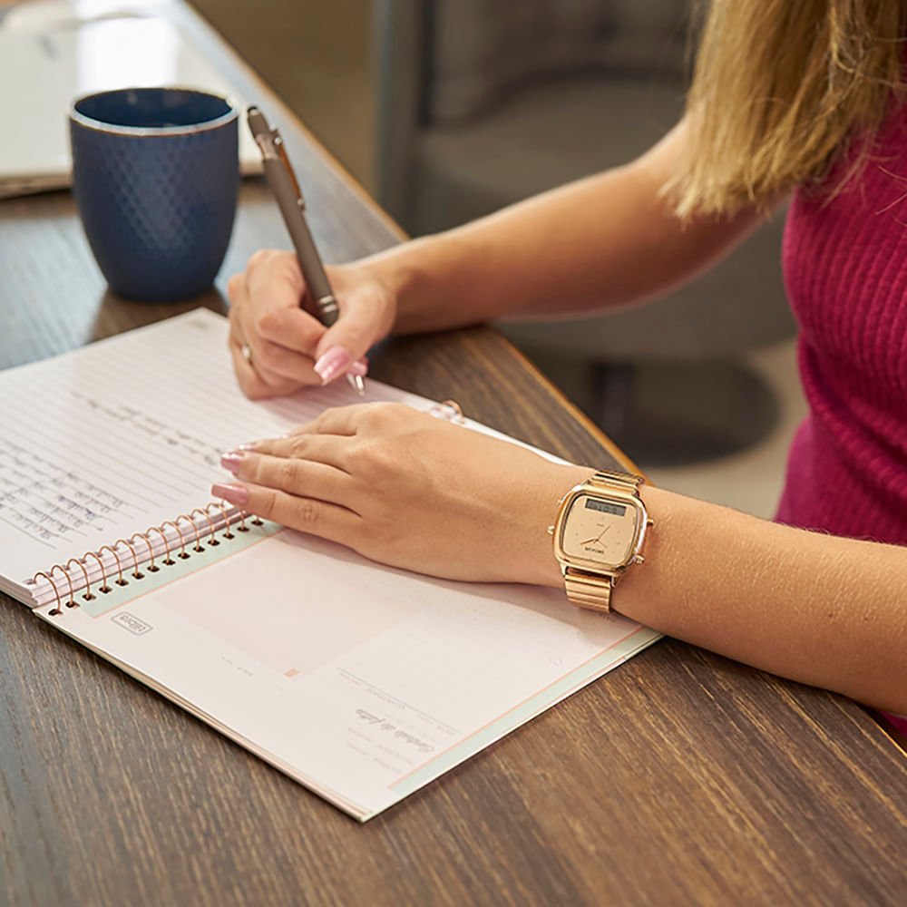 Relógio Feminino Quadrado Vintage Rosê Rosa 3