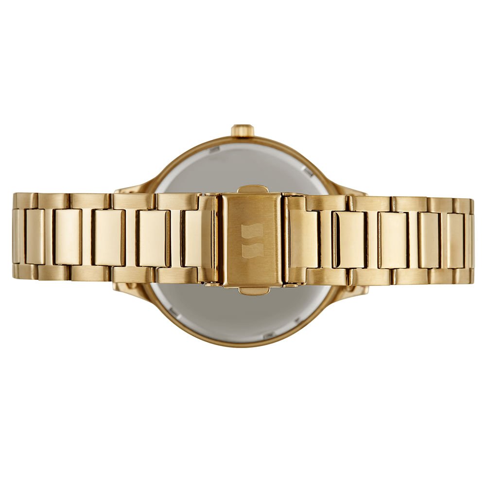 Relógio Feminino Vidro Abaulado Dourado Dourado 3