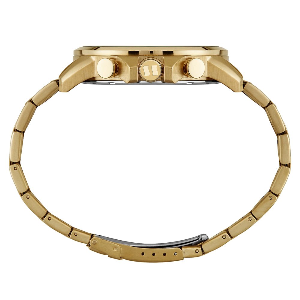 Relógio Masculino Cronógrafo Aço Dourado Dourado 2
