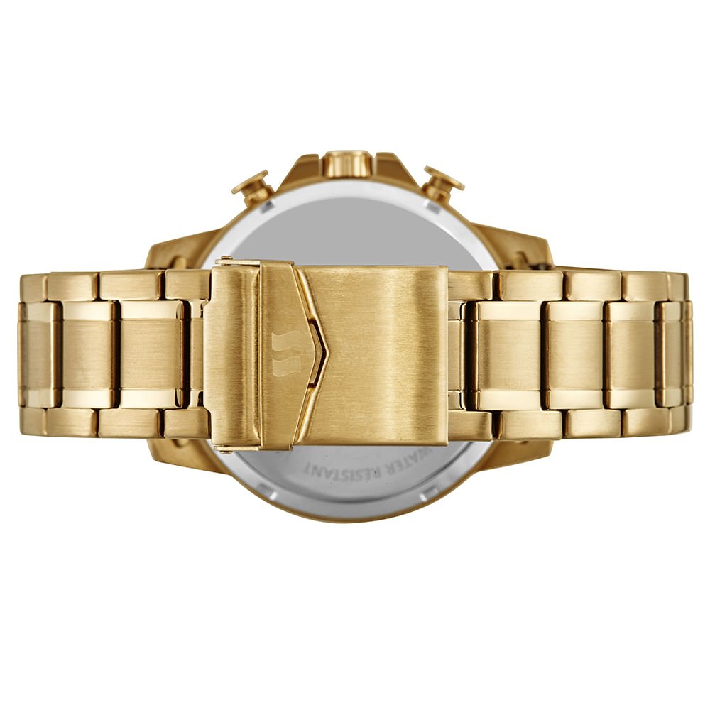 Relógio Masculino Cronógrafo Aço Dourado Dourado 3