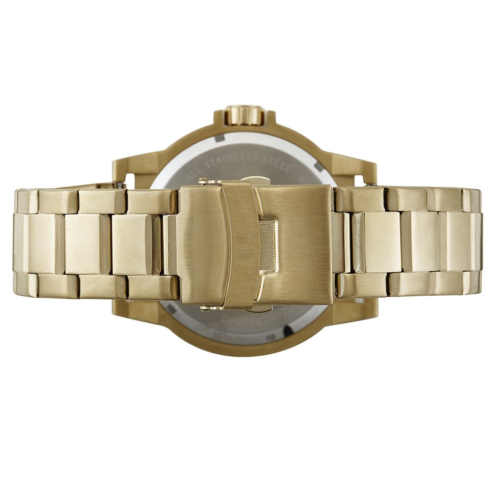 Relógio Masculino Aço Casual Dourado Dourado 3
