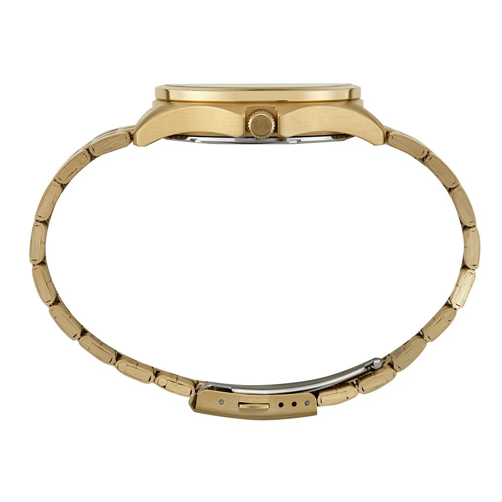 Relógio Masculino Aço com Calendário Dourado Dourado 4