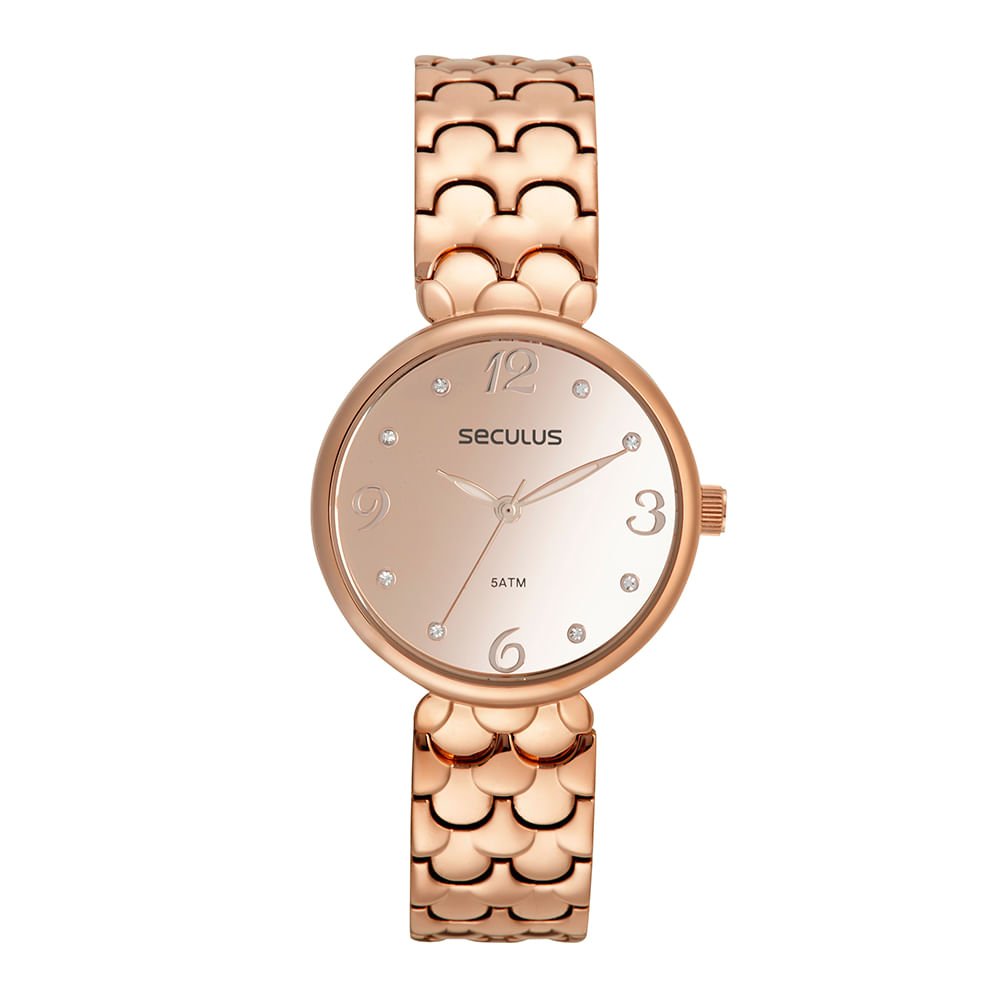 Relógio Feminino Serpens Espelhado Cristais Rosé Rosa 1