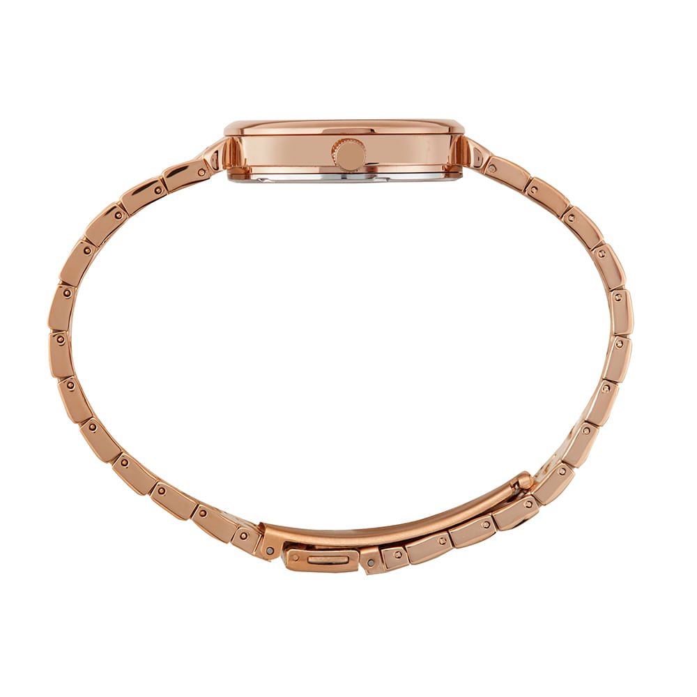 Relógio Feminino Serpens Espelhado Cristais Rosé Rosa 2