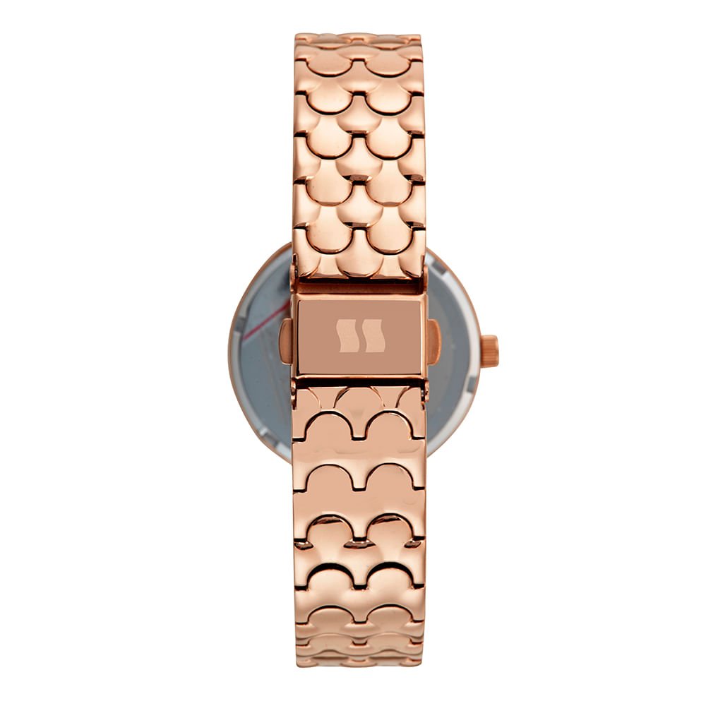 Relógio Feminino Serpens Espelhado Cristais Rosé Rosa 3