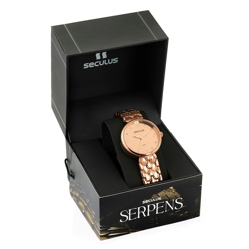 Relógio Feminino Serpens Espelhado Cristais Rosé Rosa 5