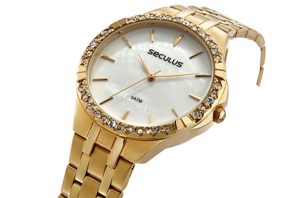 Kit Relógio Feminino Dourado Com Semijoias Dourado 4