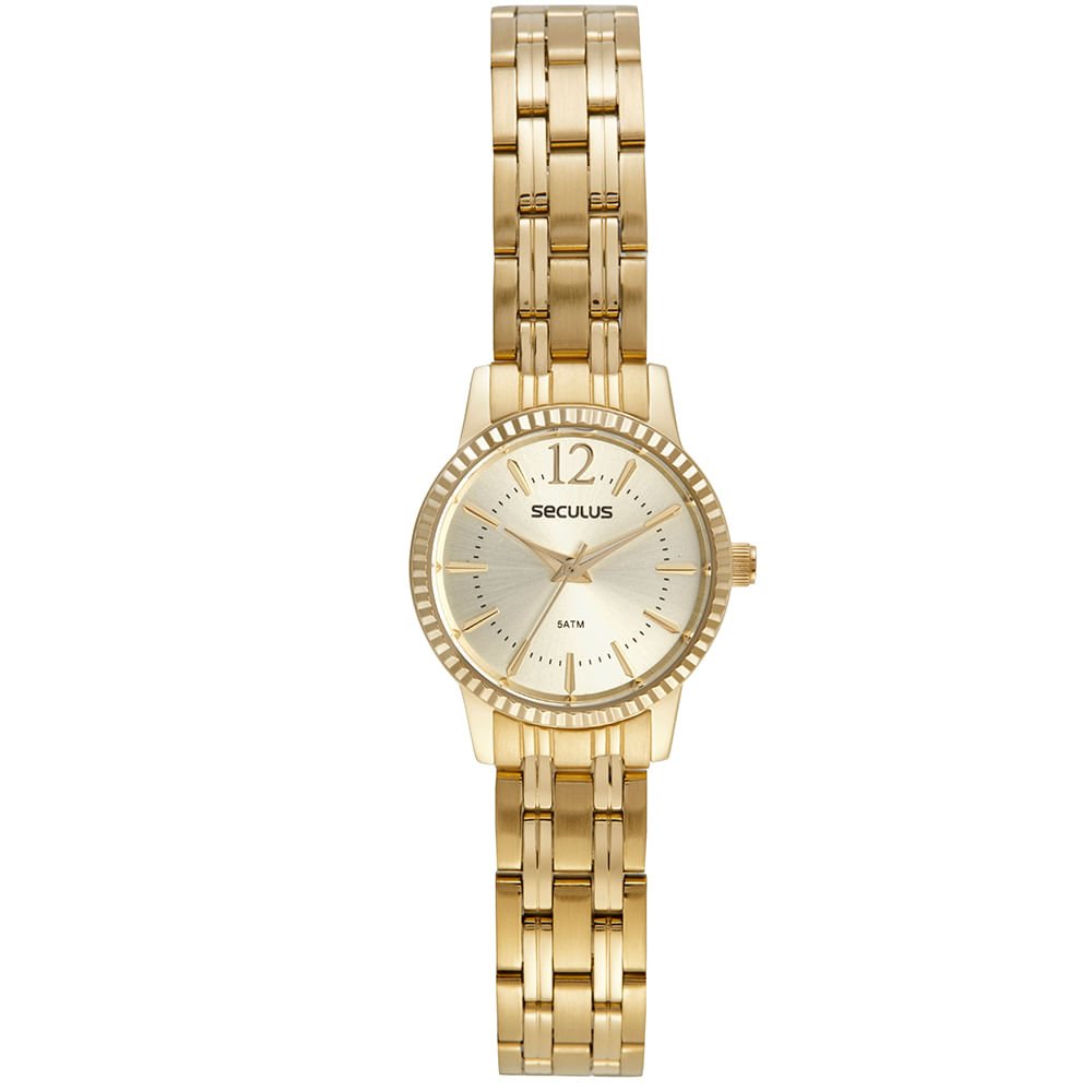 Kit Relógio Feminino Clássico Dourado e Pulseira de Pingente Dourado 2