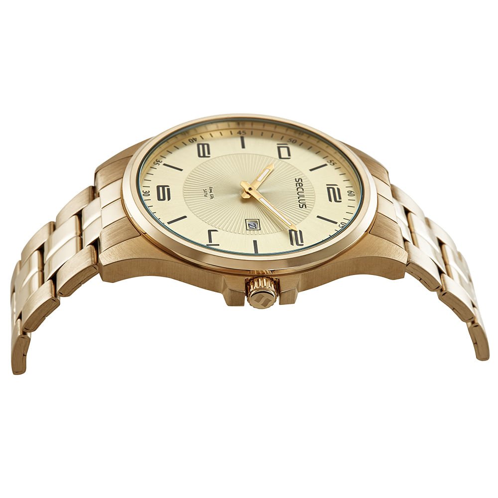 Kit Relógio Masculino Casual Dourado Com Pulseira Dourado 3