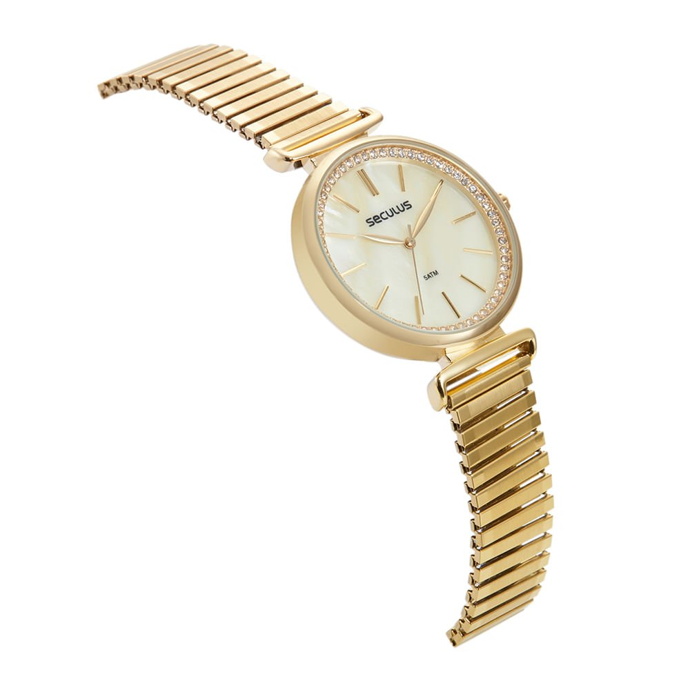 Relógio Feminino Bracelete Madrepérola Dourado Dourado 5
