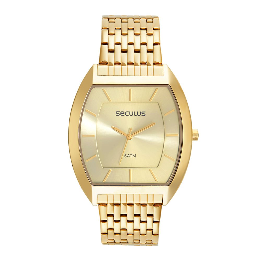 Relógio Masculino Quadrado Aço Dourado