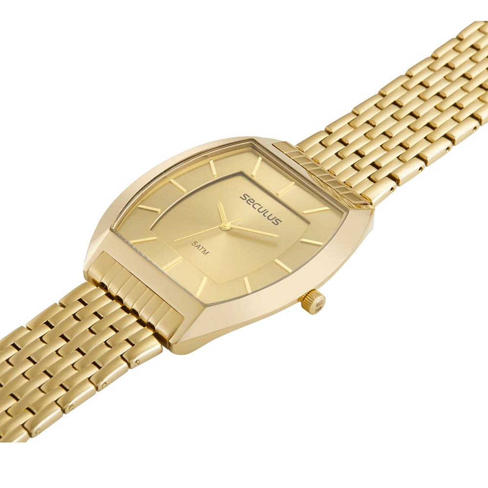 Relógio Masculino Quadrado Aço Dourado Dourado 6