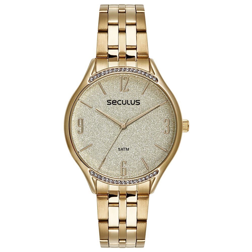 Relógio Feminino Glitter Dourado Dourado 1
