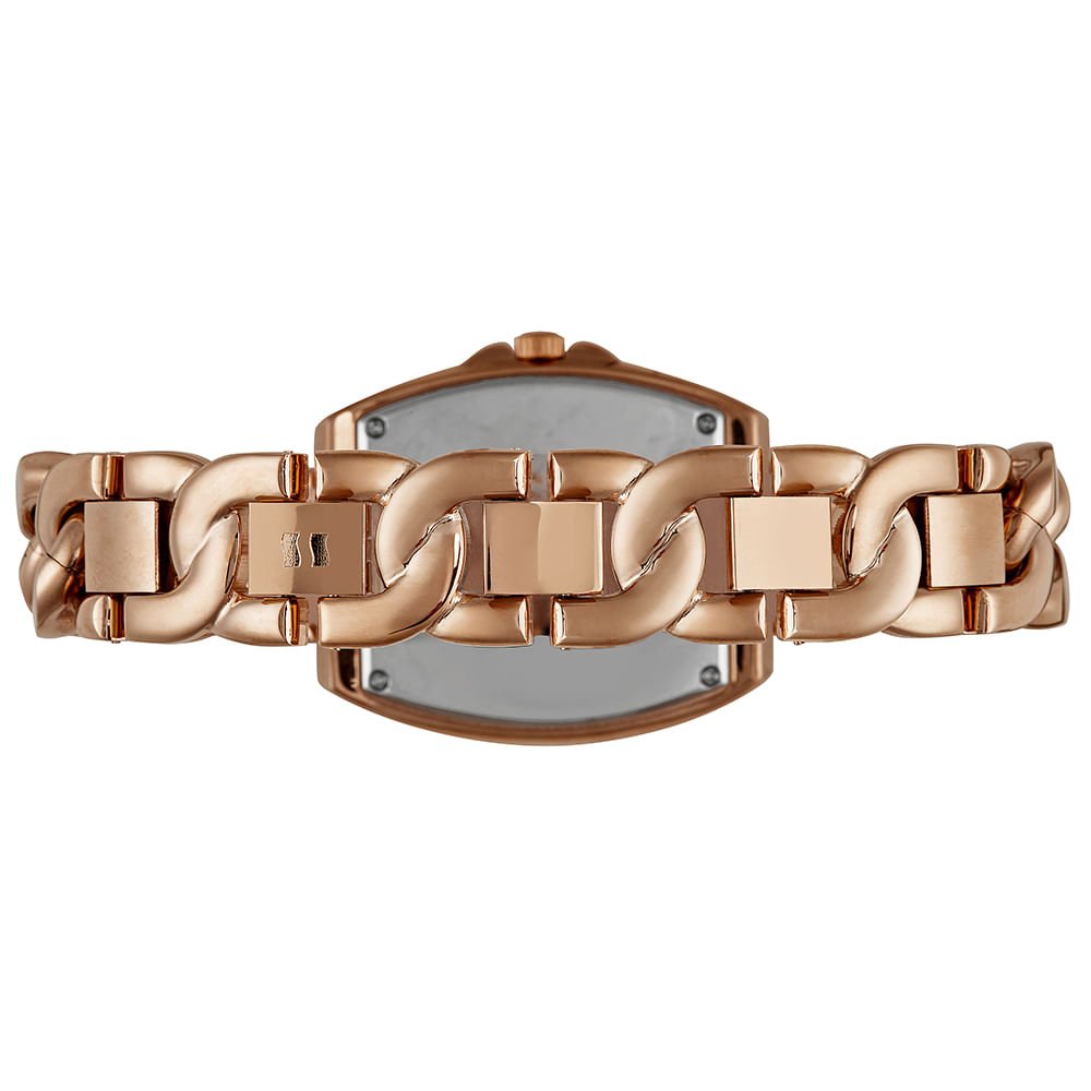 Relógio Feminino Quadrado Corrente Cristais Rosé Rosa 3