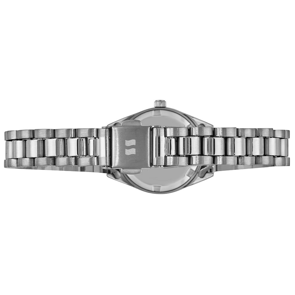 Relógio Feminino Aço Catraca Serrilhada Prata Prata 5