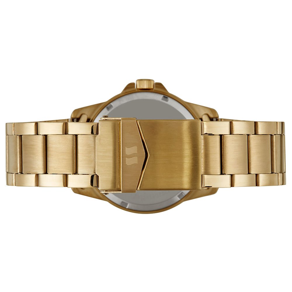 Relógio Masculino Aço Com Calendário Dourado Dourado 4