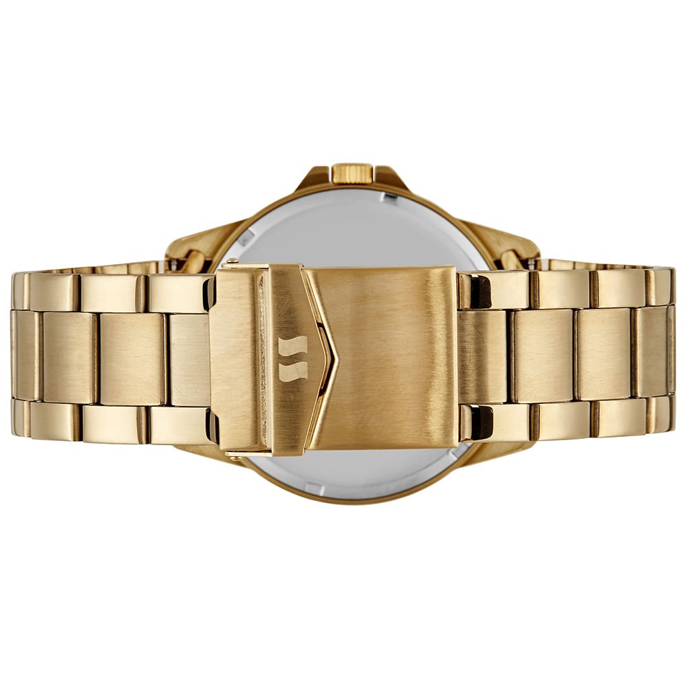 Relógio Masculino Aço Casual Com Calendário Dourado Dourado 4