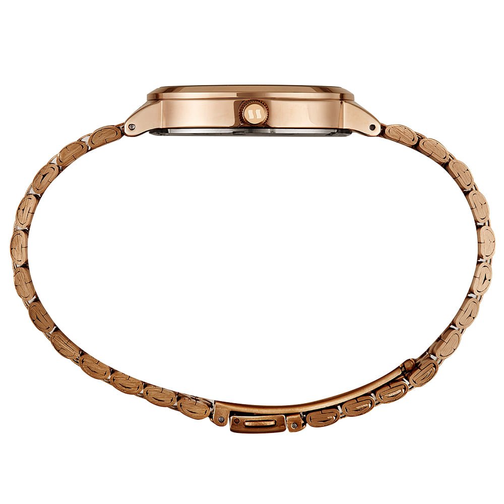 Relógio Feminino Madrepérola Cristais Rosé Rosa 3