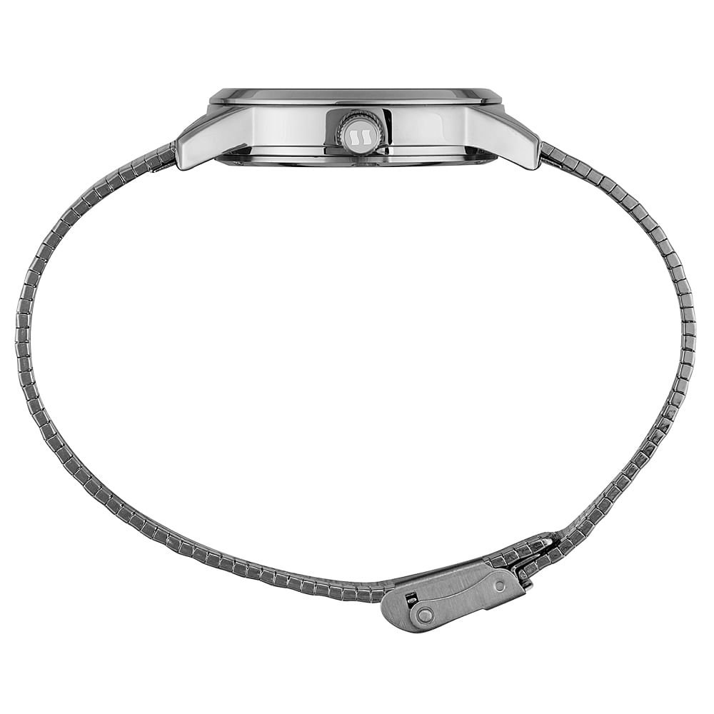 Relógio Feminino Pulseira Texturizada Prata Prata 2
