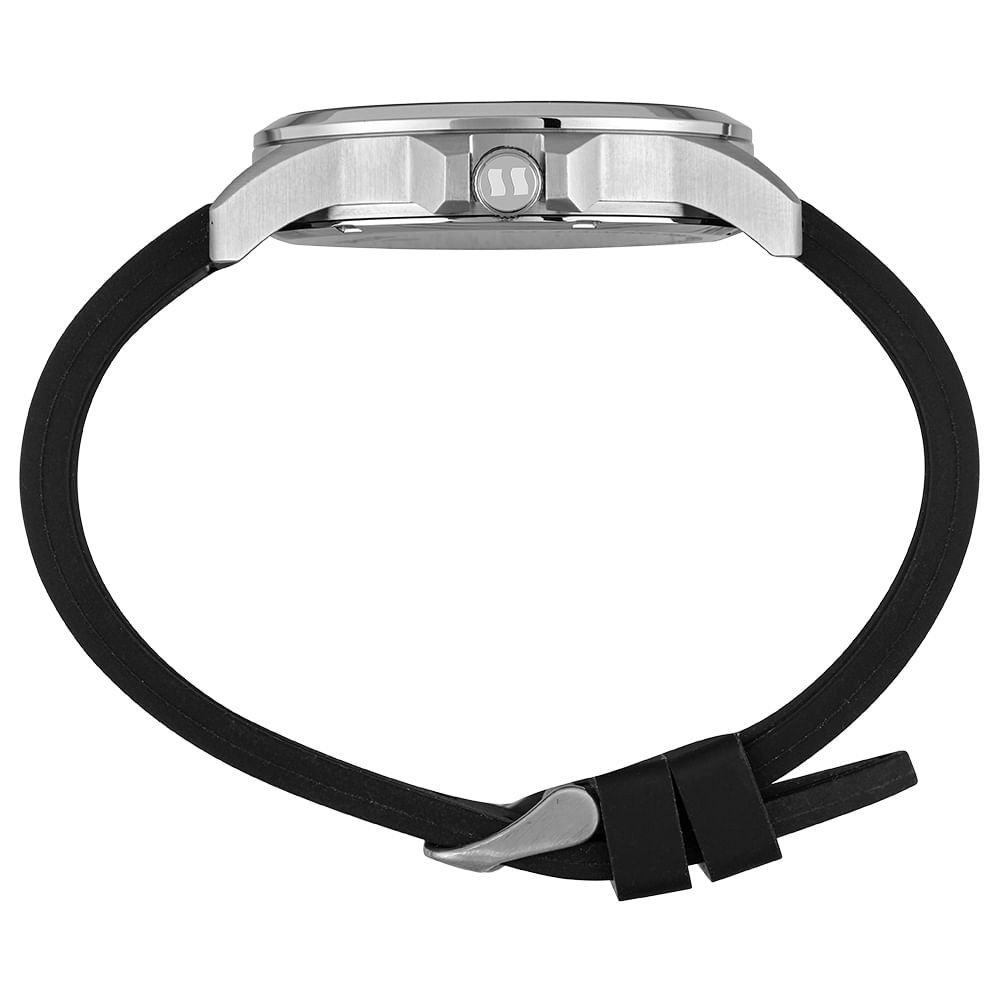 Relógio Masculino Silicone e Pespontos Prata Preto 3