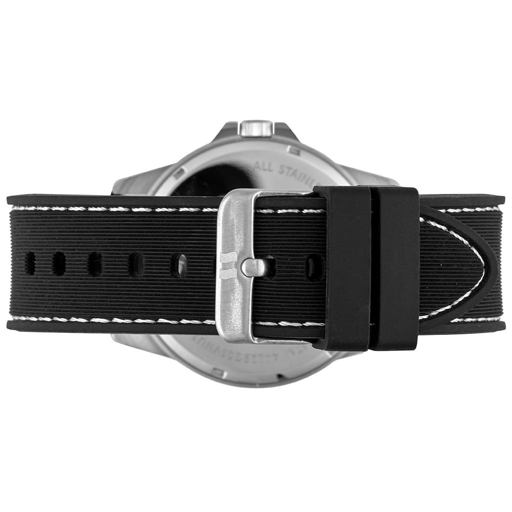 Relógio Masculino Silicone e Pespontos Prata Preto 4