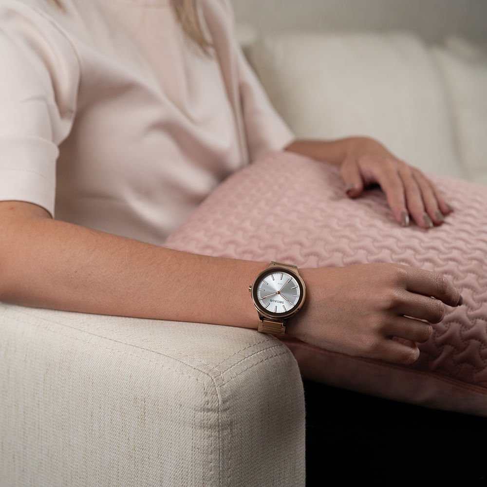 Relógio Feminino Casual Rose Calendário Rosa 2