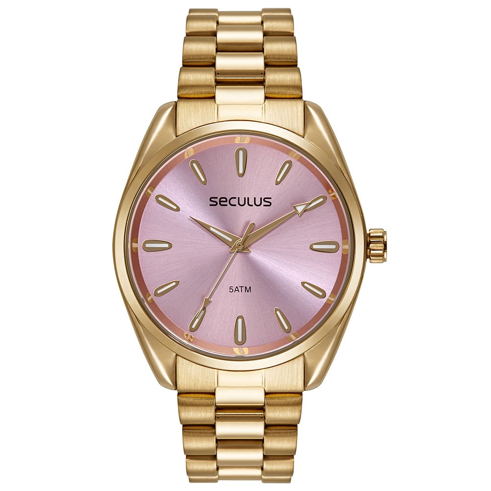 Relógio Feminino Dourado Com Mostrador Roxo Dourado 1