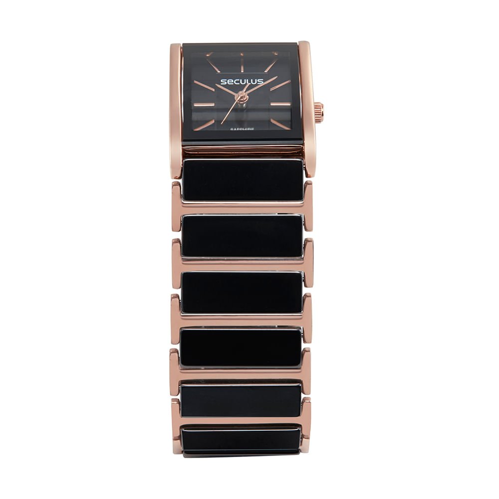 Relógio Feminino Quadrado Cerâmica Rosé Rosa 2