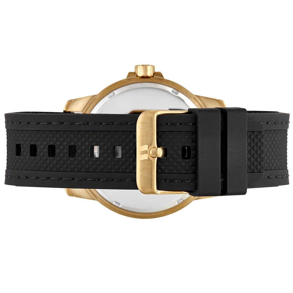 Relógio Masculino Silicone e Pespontos Dourado Preto 3