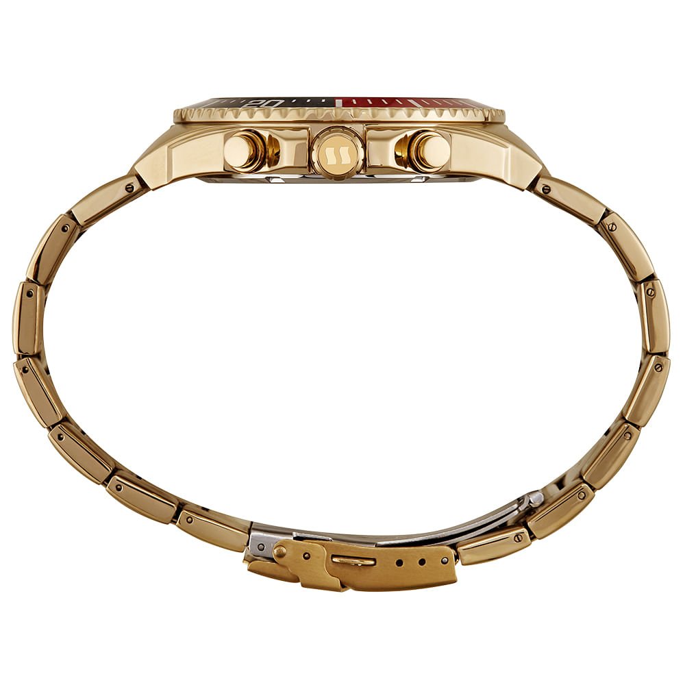 Relógio Masculino Cronógrafo Catraca Bicolor Aço Dourado Dourado 4