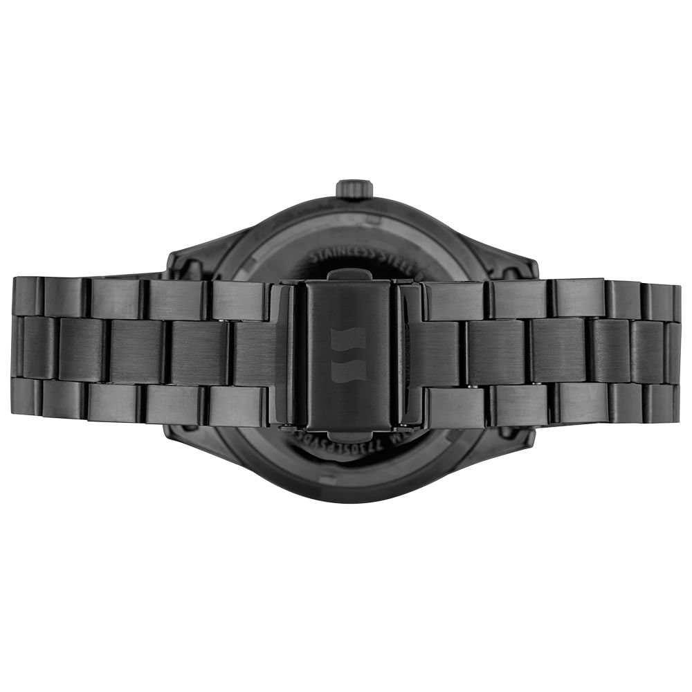 Relógio Feminino Glitter Cristais Preto Preto 4