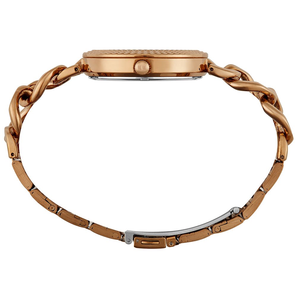 Relógio Feminino Corrente Cristais Rosé Dourado 3