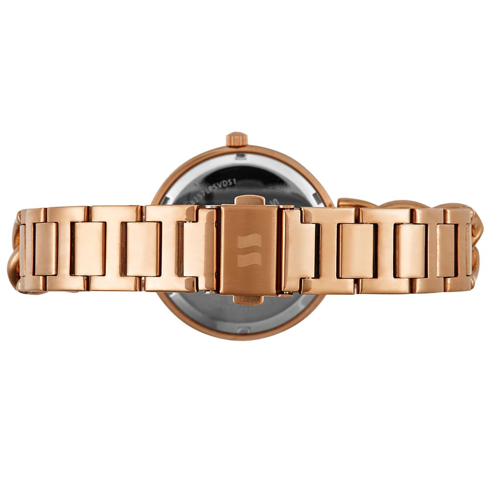 Relógio Feminino Corrente Cristais Rosé Dourado 4
