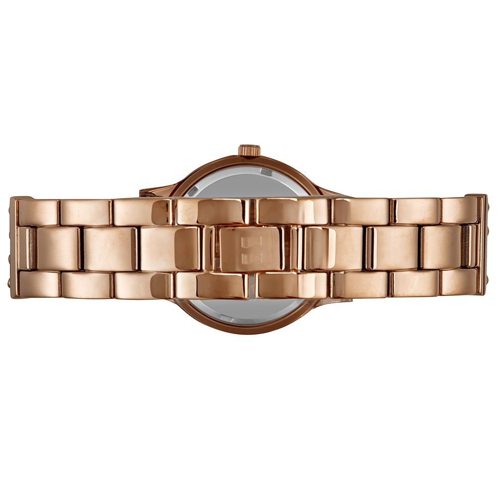 Relógio Feminino Madrepérola Cristais Rosé Dourado 5