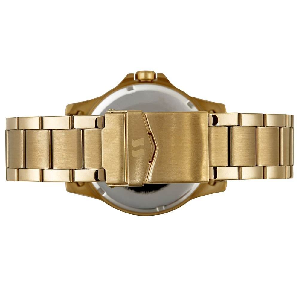 Relógio Masculino Casual Aço Com Calendário Dourado Dourado 4