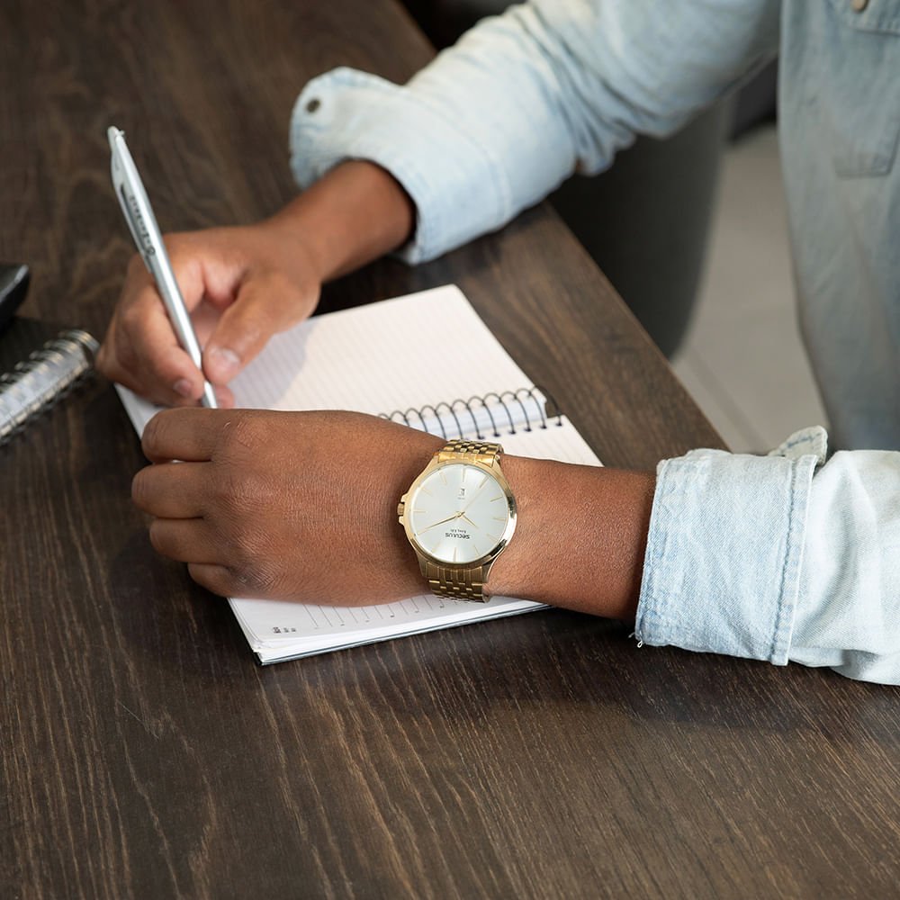 Relógio Masculino Aço Minimalista Dourado Dourado 2