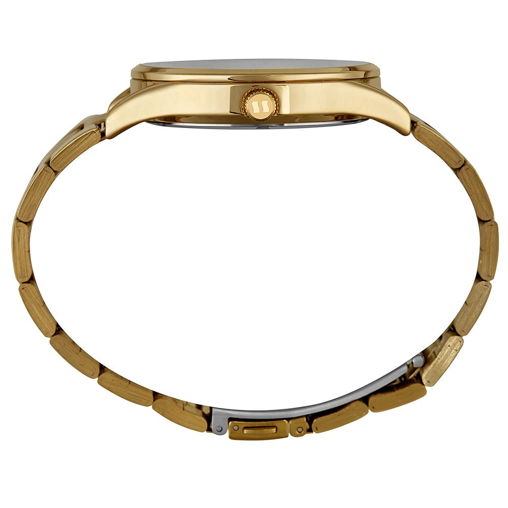 Relógio Feminino Glitter e Cristais Baguete Dourado Dourado 4