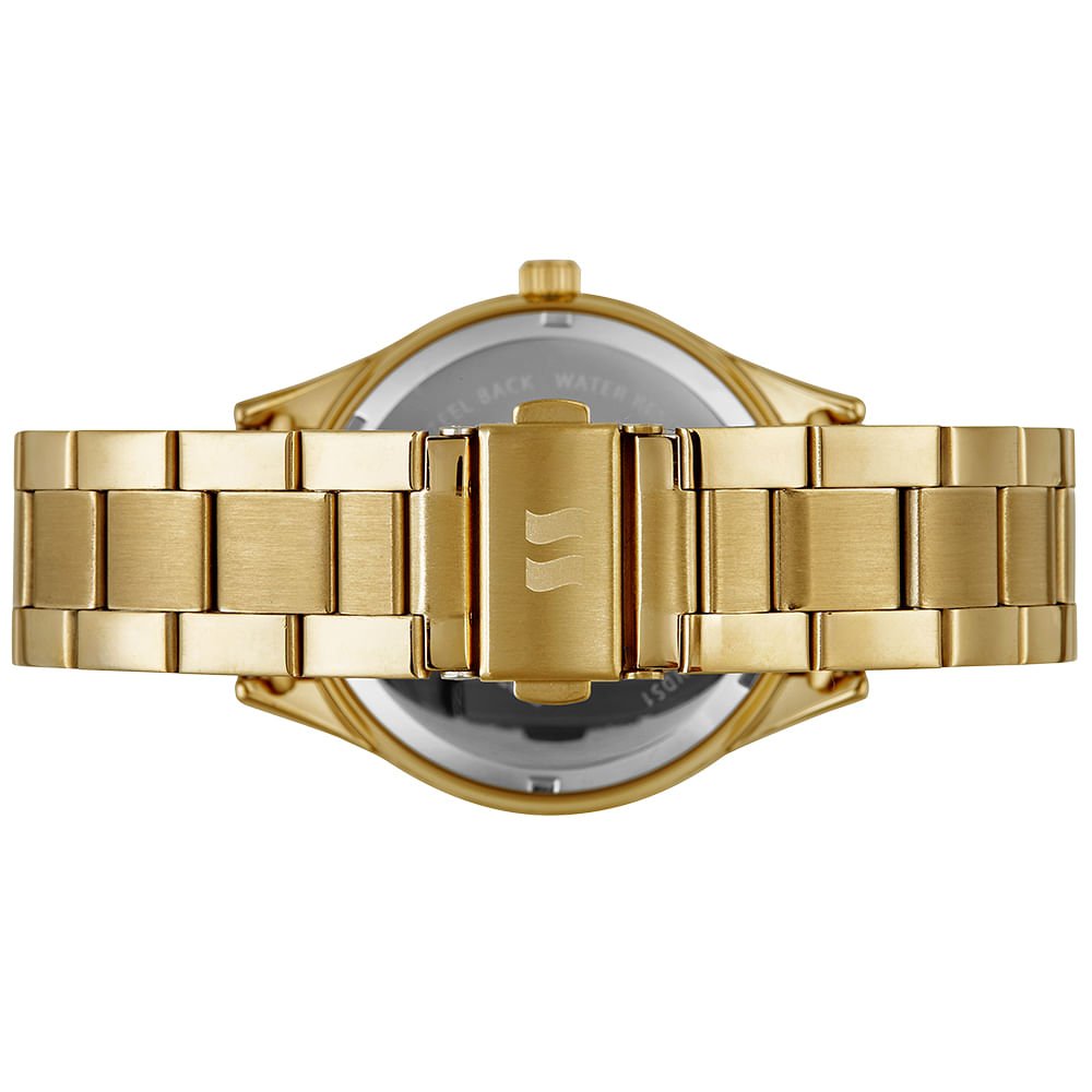 Relógio Feminino Glitter e Cristais Baguete Dourado Dourado 5