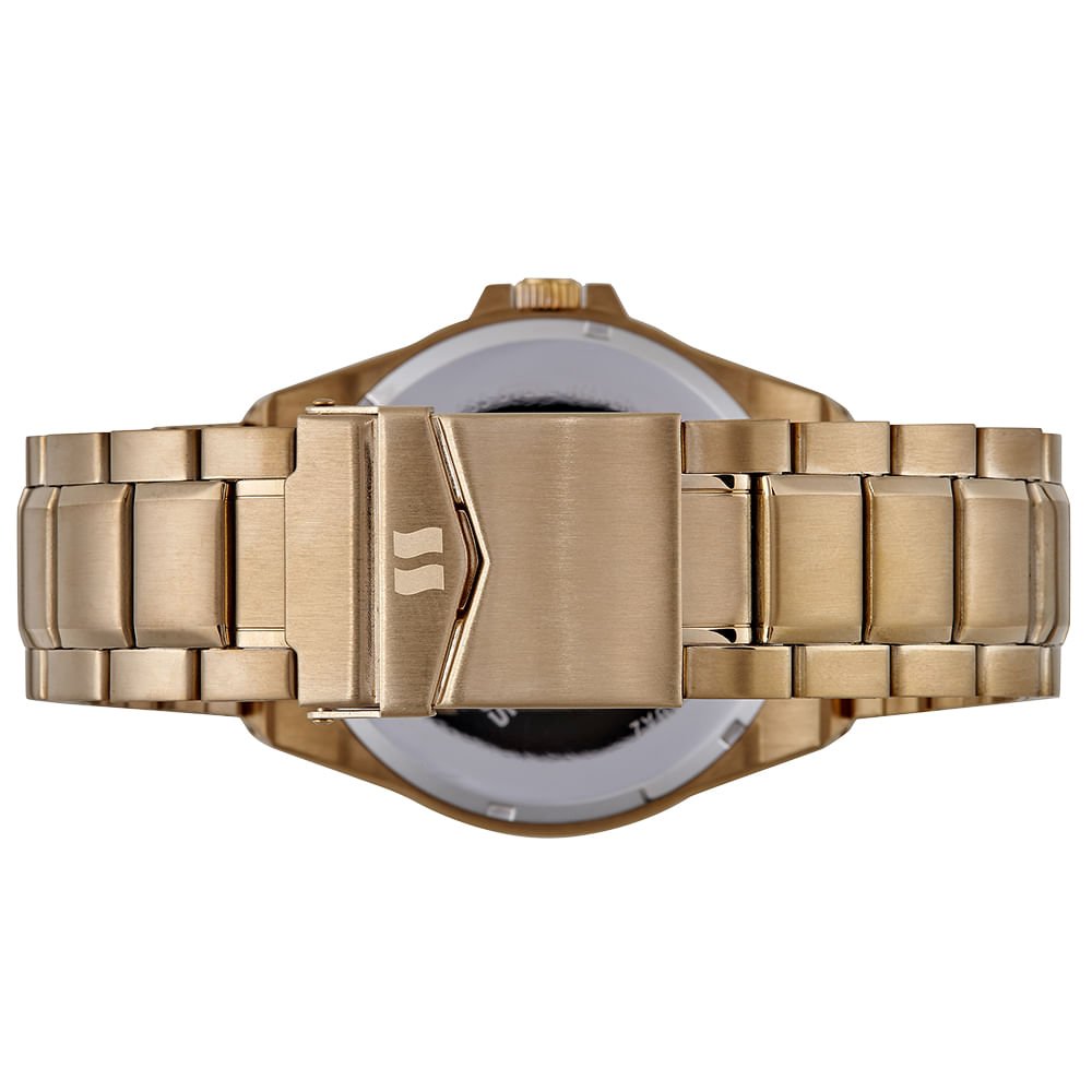 Relógio Masculino Aço Casual Dourado Mostrador Azul Dourado 4
