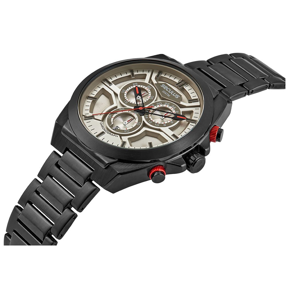 Relógio Masculino Cronógrafo Aço Desing Automobilístico Preto Preto 2