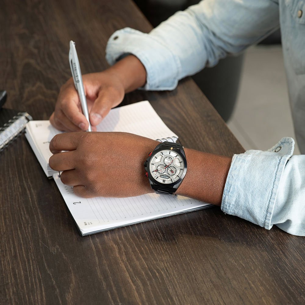 Relógio Masculino Cronógrafo Aço Desing Automobilístico Preto Preto 3