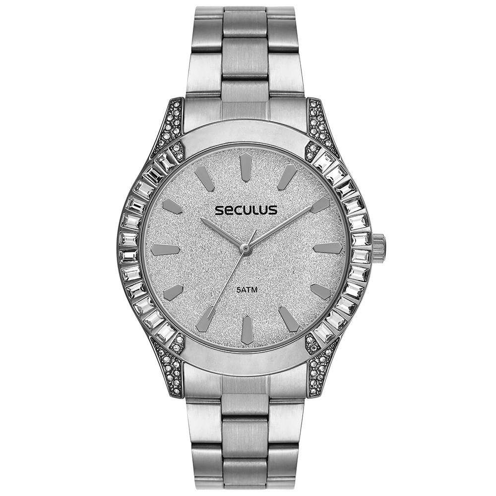 Relógio Feminino Glitter e Pedrarias Prata Prata 1