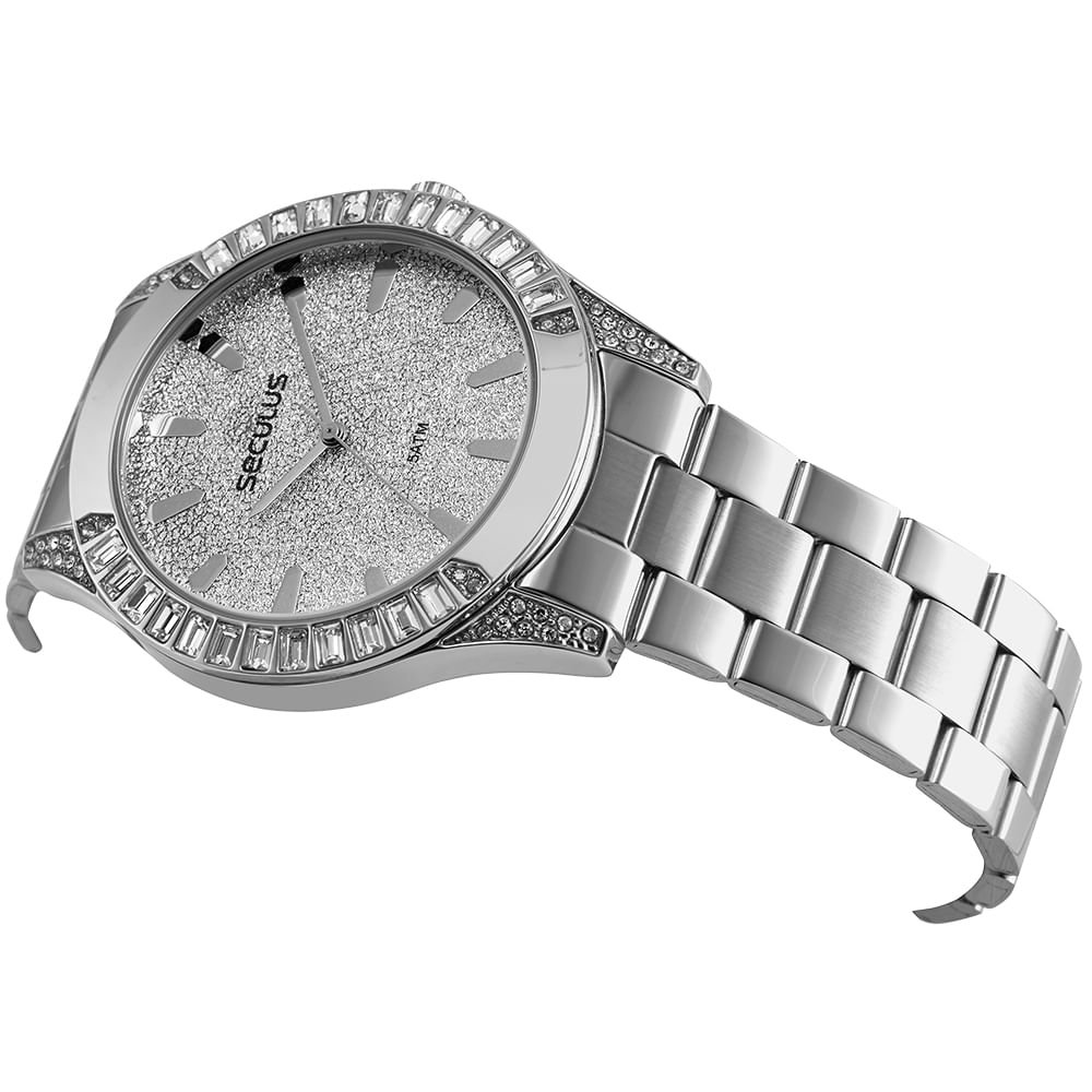 Relógio Feminino Glitter e Pedrarias Prata Prata 2