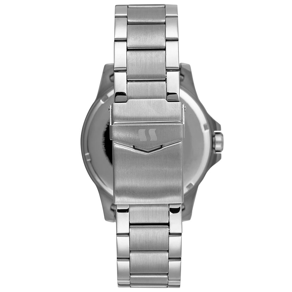 Relógio Masculino Aço Casual Com Calendário Prata Prata 4