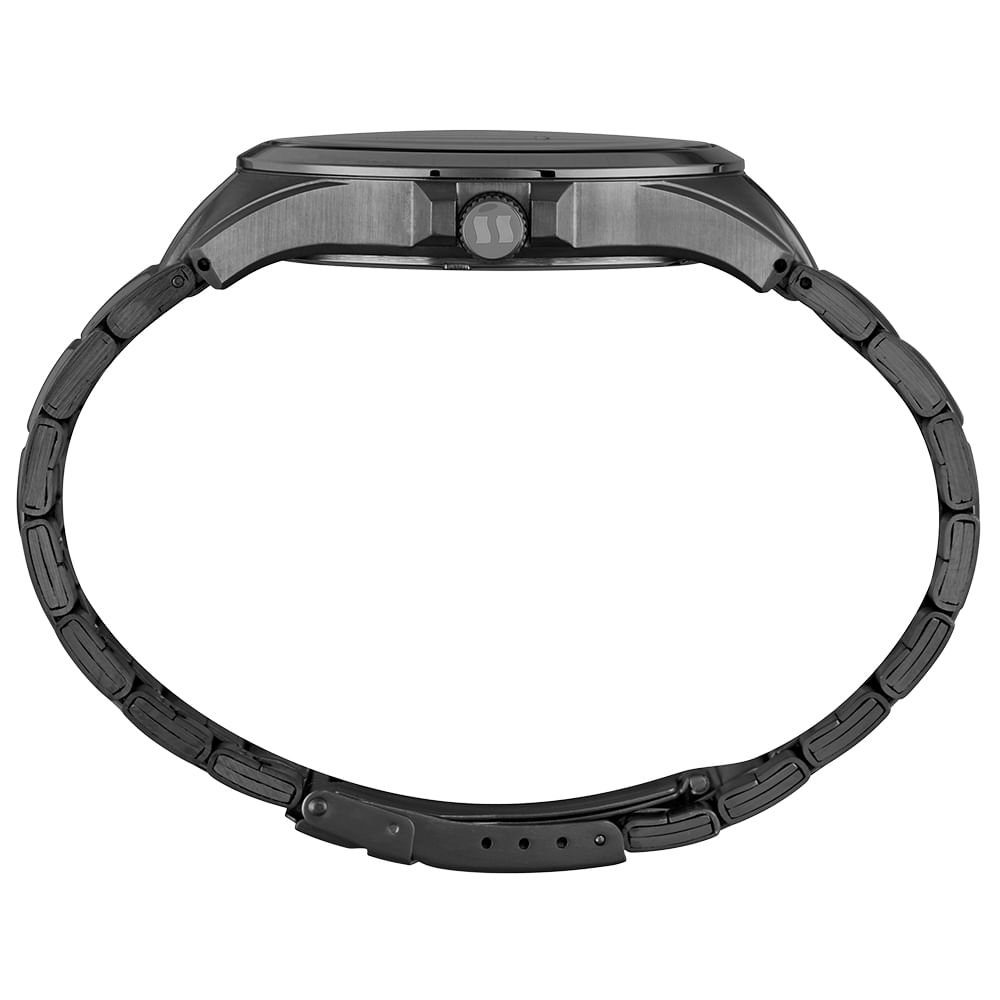 Relógio Masculino Aço Casual Calendário Preto Preto 3