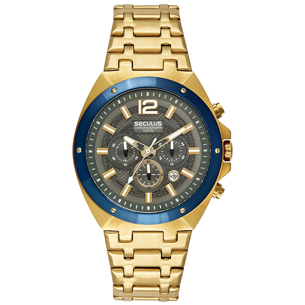 Relógio Masculino Cronógrafo Aço Dourado Dourado 1