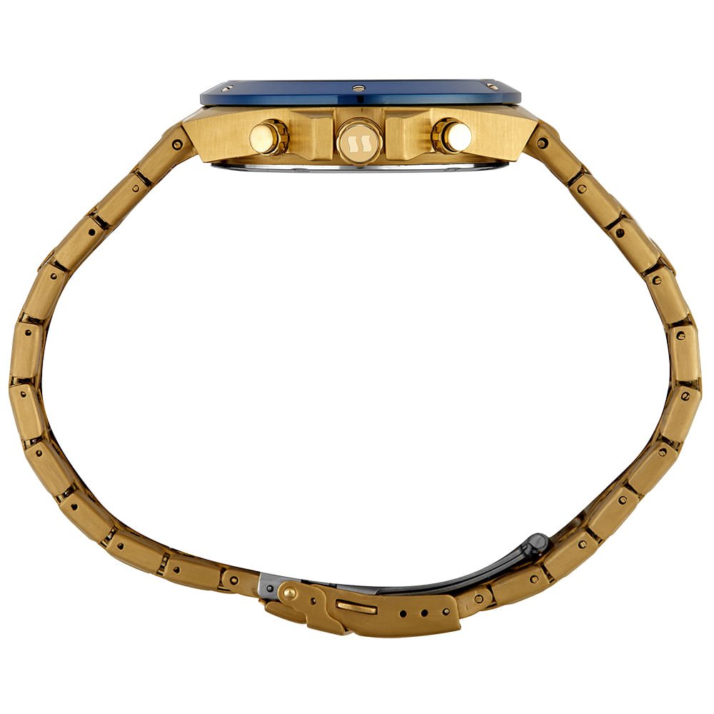 Relógio Masculino Cronógrafo Aço Dourado Dourado 4