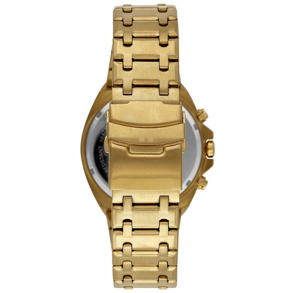 Relógio Masculino Cronógrafo Aço Dourado Dourado 5