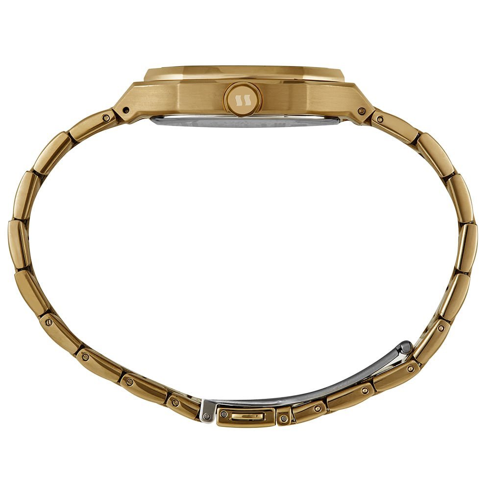 Relógio Masculino Quadrado Social Aço Dourado Dourado 4